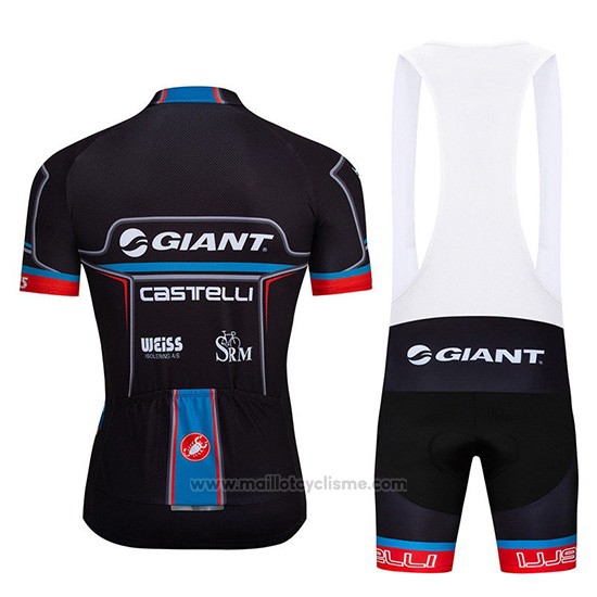 2019 Maillot Cyclisme Giant Castelli Noir Rouge Manches Courtes et Cuissard